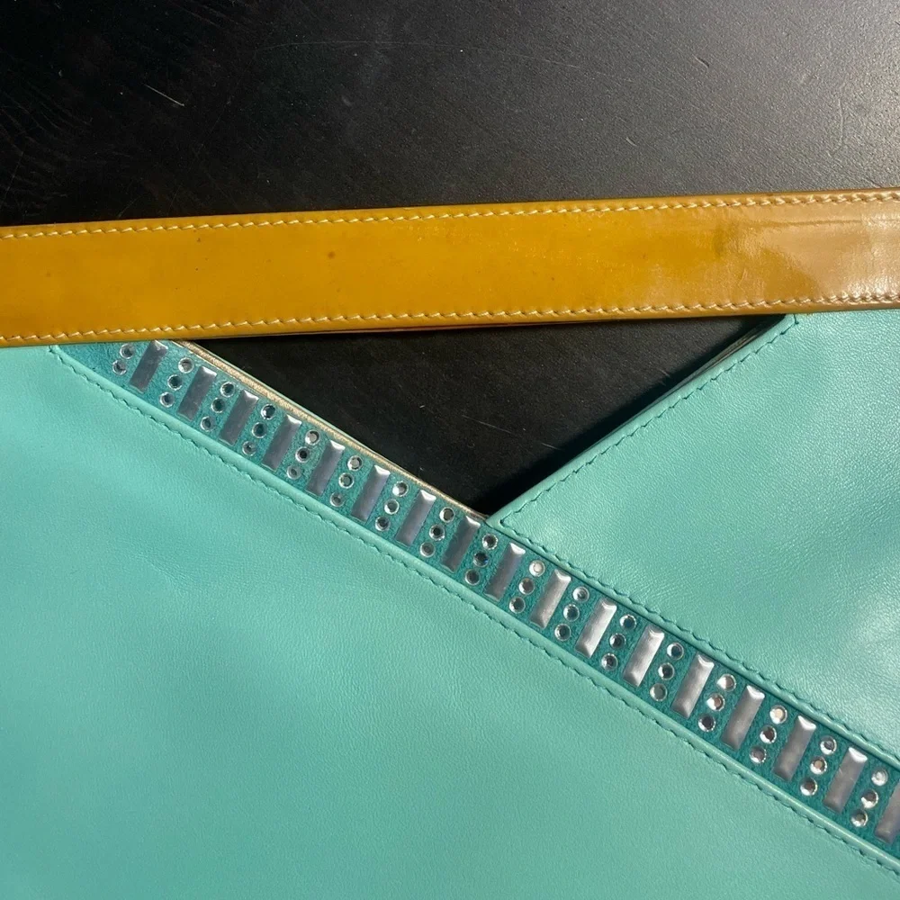 NEW Daniel Swarovski Crystal embellished calf skin leather clutch
